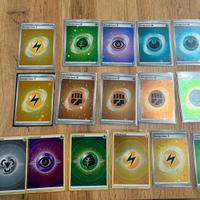 Lotto carte pokemon energie holo swirl vari set