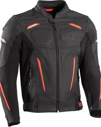 Giacca Pelle Ixon Ceros nero antracite rosso