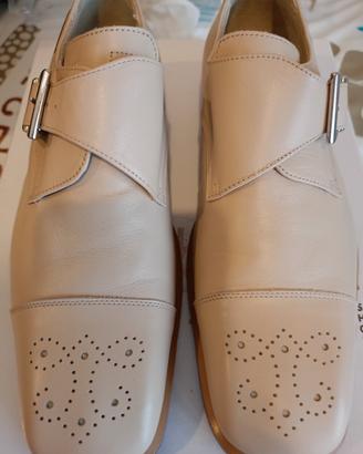 Scarpe eleganti per bambino beige pelle con fibb