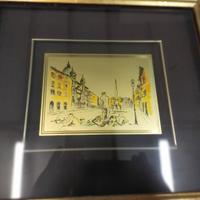 Piccolo quadro su lastra dorata
