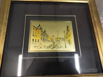Piccolo quadro su lastra dorata