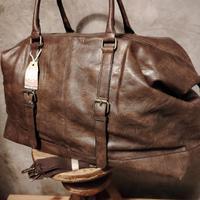 borsone in pelle nuovo con cartellino color cuoio 