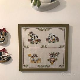 Quadro nuovo ricamato a mano a punto croce