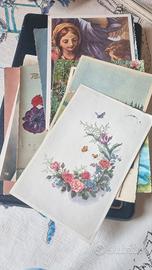 Lotto 12 cartoline auguri misti , anni '50 - '60