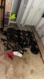 SET PESI 128 KG + BILANCIERE + MANUBRI - HOME GYM