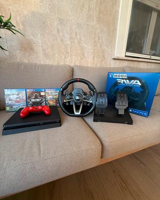 PS4 Slim + Controller + Volante HORI + 3 Giochi