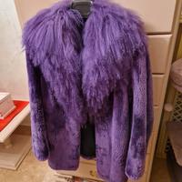 pelliccia castoro con collo mongolia colore viola