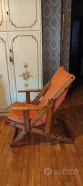 Poltrona relax 3 posizioni in legno, imbottita