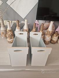 Cesti Metallo Argento Lucido Stille Shabby Chick