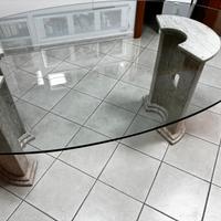 Tavolo in cristallo piedi in Biancone di Orosei