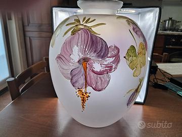 Vaso in Vetro Satinato Dipinto a Mano