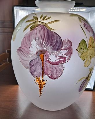 Vaso in Vetro Satinato Dipinto a Mano