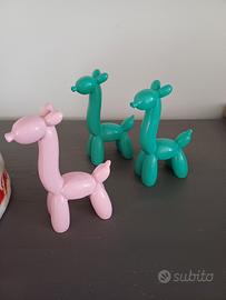set 3 pezzi giraffe palloncino in ceramica 