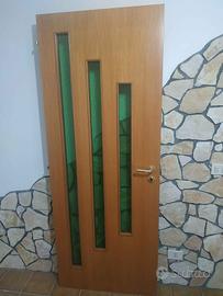 Porta da interno con vetri come nuova 80x210