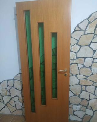 Porta da interno con vetri come nuova 80x210