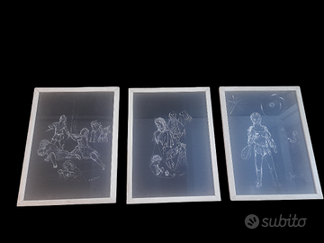 Splendido e raffinato trittico di quadri vintage,