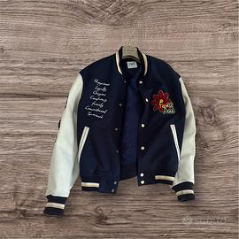 Giacca varsity unisex blue e bianco con ricami