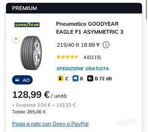 5 x Goodyear Eagle F1 Asymmetric 3 215/40 R18 89Y