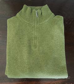 Pullover verde, di lana, collo alto Tg L