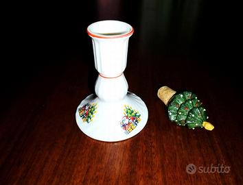 SET: CANDELABRO IN PORCELLANA FINE + TAPPO NUOVO