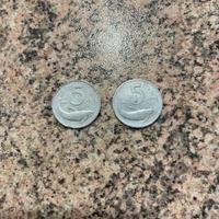 Monete antiche delfino 5 lire del 1953 e del 1954