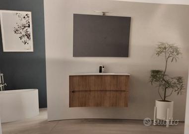 Mobile bagno effetto cannettato