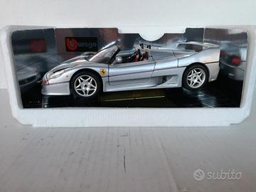 Modello auto ferrari f50 cabrio grigia burago
