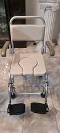 sedia a rotelle wc doccia anziani disabili nuova