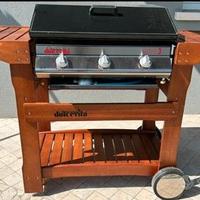 BARBECUE A GAS CON CARRELLO IN LEGNO