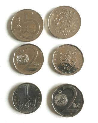 Lotto monete della Cecoslovacchia 5-2-1 koruna csk