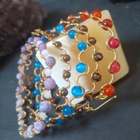 5 bracciale intrecciati con pietre agata, cristall
