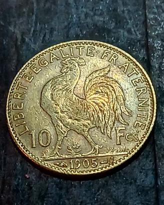 Moneta Oro 10 Franchi Galletto 1905 Francia - Terz