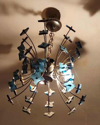 Lampadario sputnik fontana arte in vetro turchese