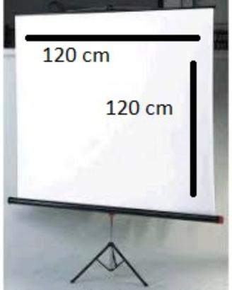schermo da proiezione con treppiede di forma quadr