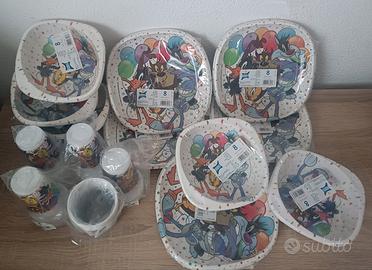 set piatti e bicchieri plastica festa 