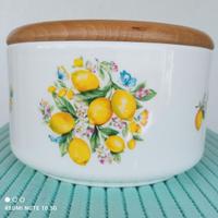 Biscottiera Nuova -Ceramica . Coperchio  Legno