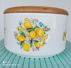 Biscottiera Nuova -Ceramica . Coperchio  Legno