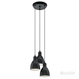 Lampadario Design Industrial In Metallo Nero Eglo