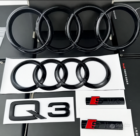Kit  Loghi AUDI Q3 neri nero logo lucido anelli