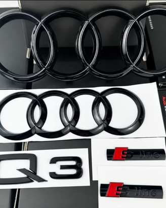 Kit  Loghi AUDI Q3 neri nero logo lucido anelli