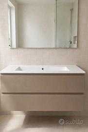 Mobile lavabo sospeso con specchio 106x52x52