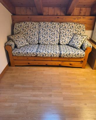 Divano letto 3 posti in legno massiccio