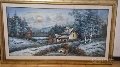Quadro paesaggio invernale, firma d'autore. 