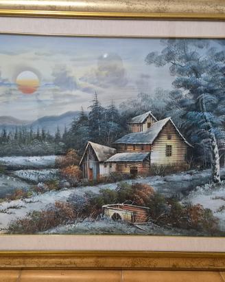 Quadro paesaggio invernale, firma d'autore. 