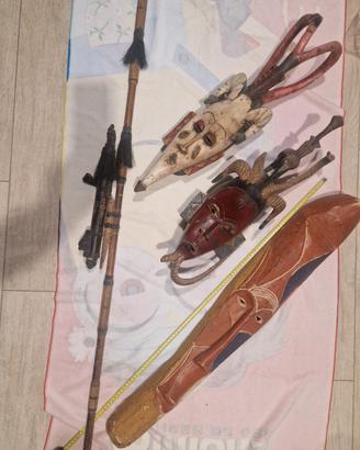 lotto maschera e Cerbottana etniche vintage 