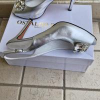 Scarpe argento  pelle n 40