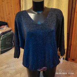 Maglia laminata nera argento taglia unica 