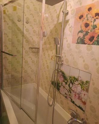 vasca da bagno, vetro protettore e doccia 