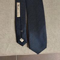 Cravatta da uomo blu a righe bianche Cucita a mano