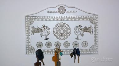 Stile sardo portachiavi da muro con gallinelle
